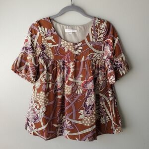 NWOT Corey Lynn Calter 100% Silk Short Sleeve Blouse